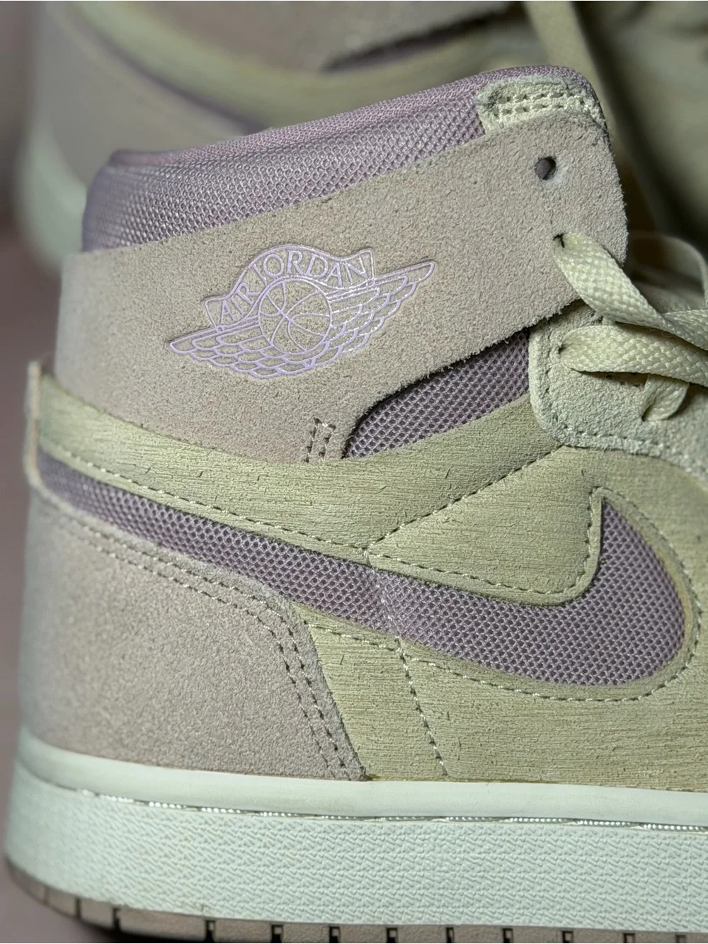 Air Jordan High Top Women’s Sneakers in Lavender, Cream & Light Grey Suede